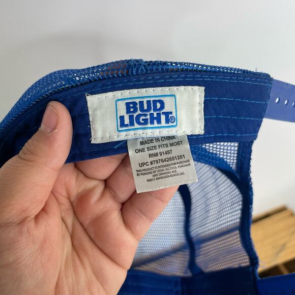 Bud Light blue trucker cap snap back one size fits most - Picture 8 of 8